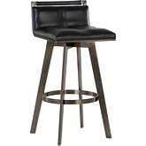 Arizona Swivel Bar Stool in Black Leatherette & Antique Brass